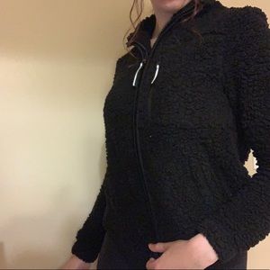 garage black fleece zip up